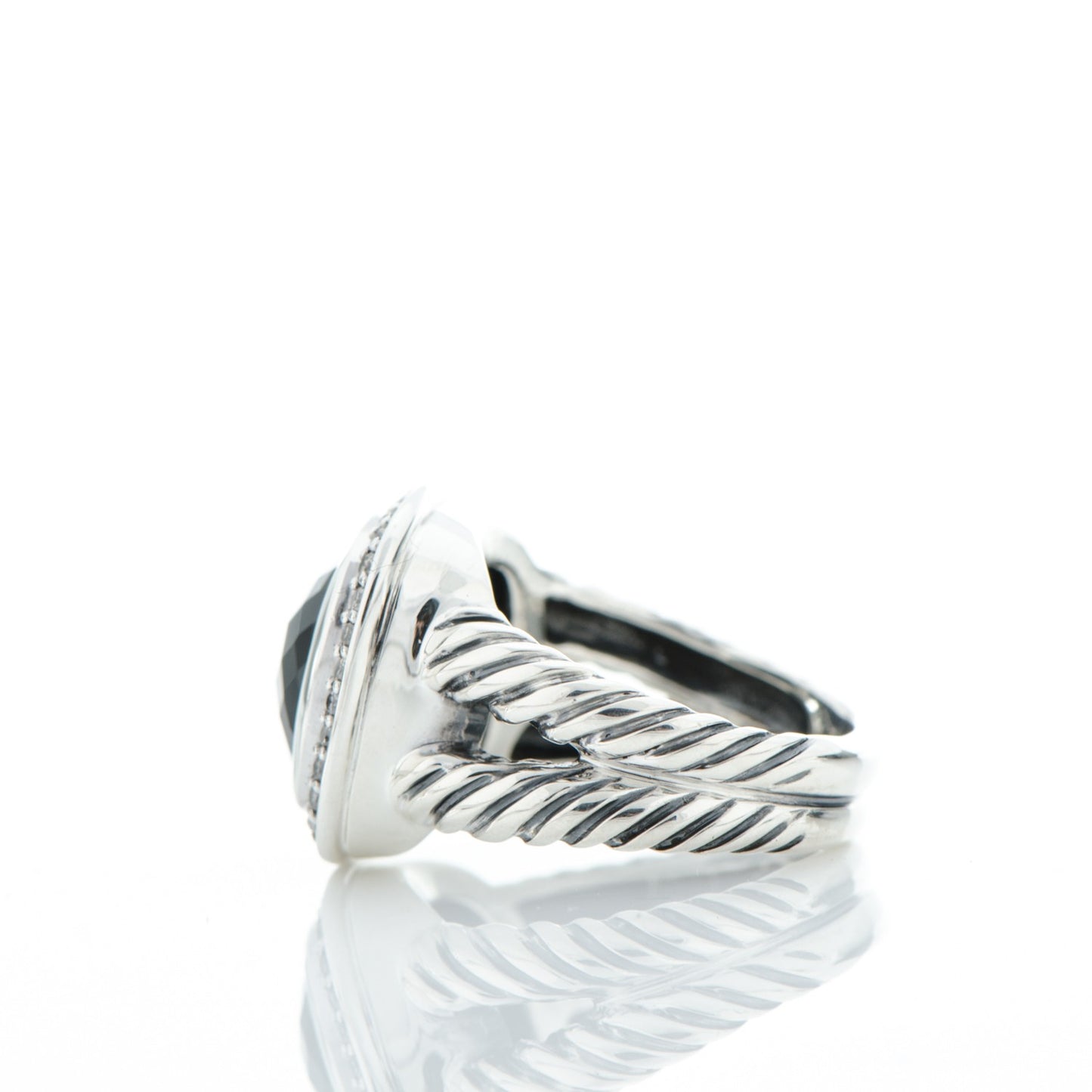 Sterling Silver Diamond Black Onyx 11mm Albion Ring 52 6