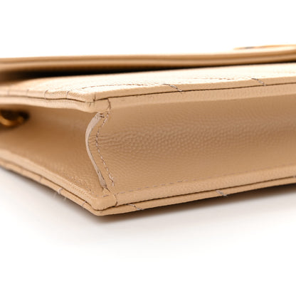 Saint Laurent Grain De Poudre Matelasse Chevron Monogram Envelope Chain Wallet Nude Powder 9 of 13