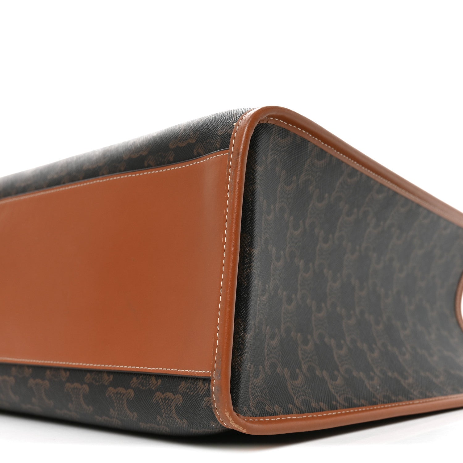 Celine Triomphe Canvas Calfskin Horizontal Cabas Tan 9 of 9