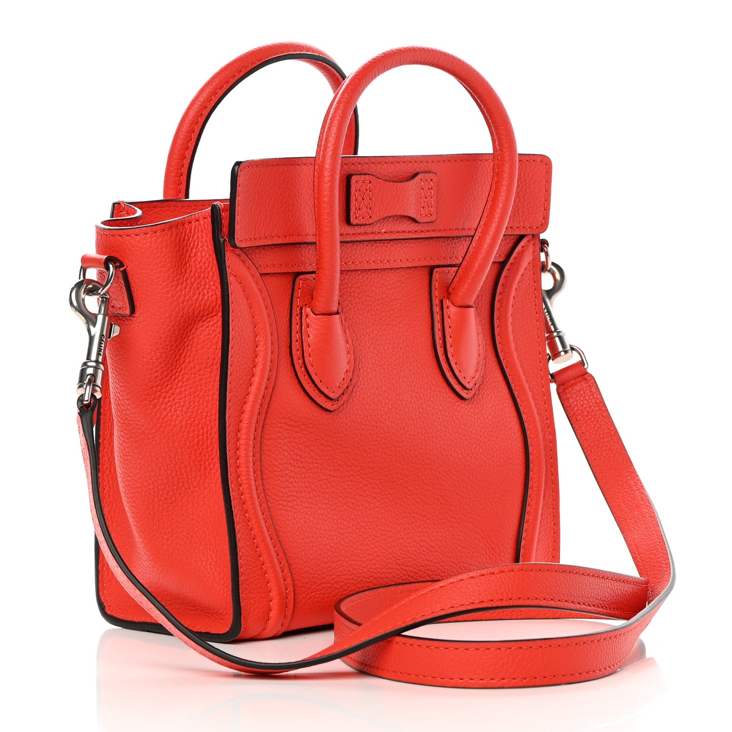Drummed Calfskin Nano Luggage Coquelicot