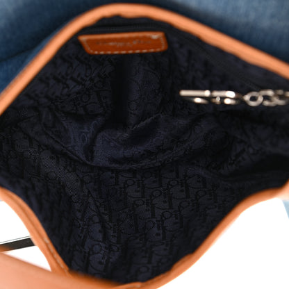 Christian Dior Denim Embroidered Saddle Bag Blue 7 of 10