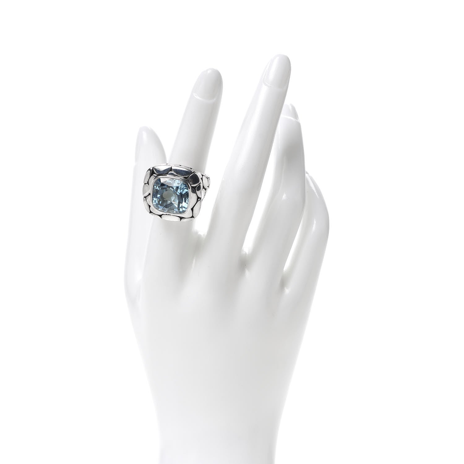 John Hardy Sterling Silver Blue Topaz Large Batu Kali Square Ring 54 6.75 2 of 6