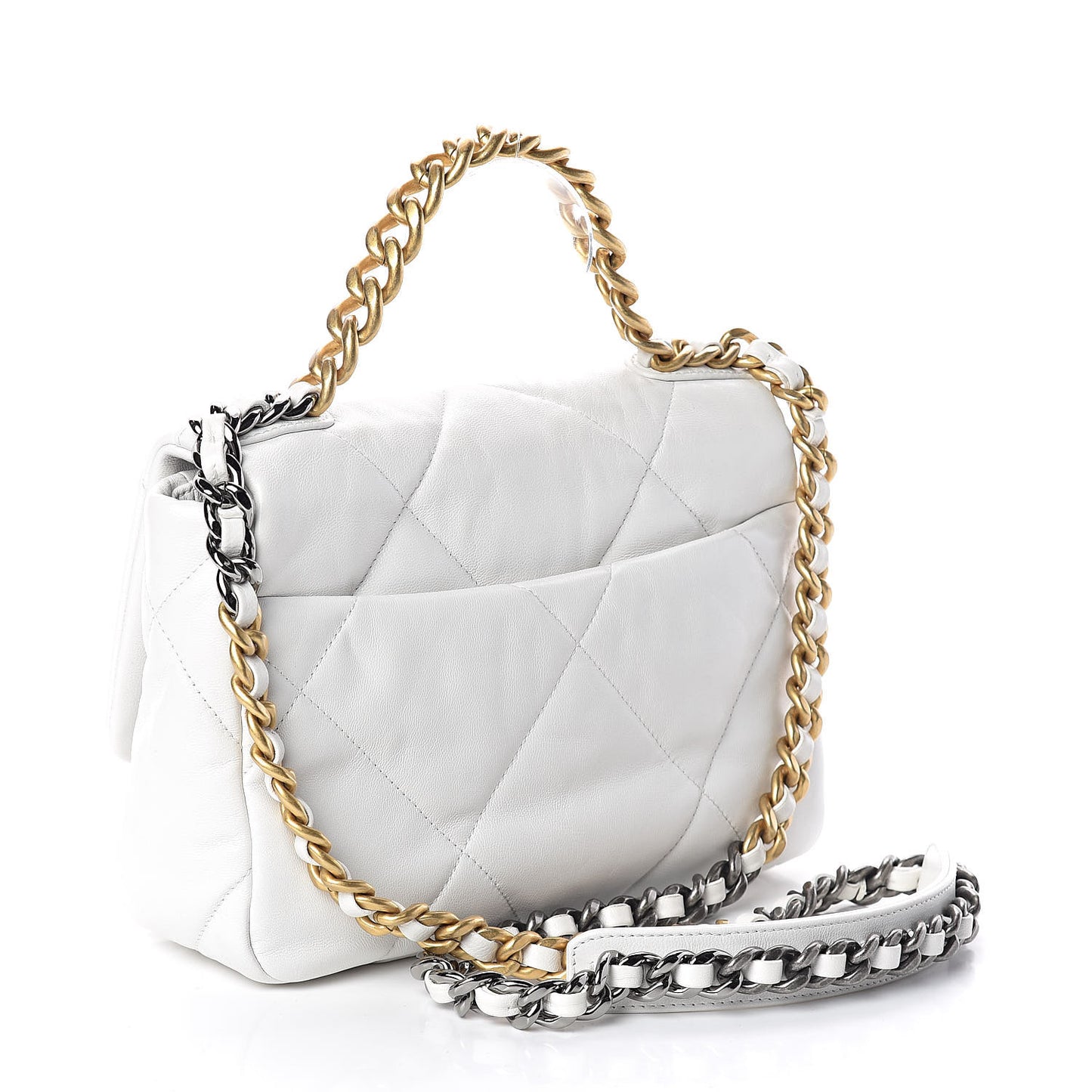 Lambskin Quilted Medium 19 Flap White