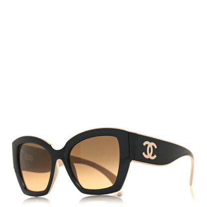 Chanel Nylon Butterfly Polarized Sunglasses 6058 Black Beige 1 of 6