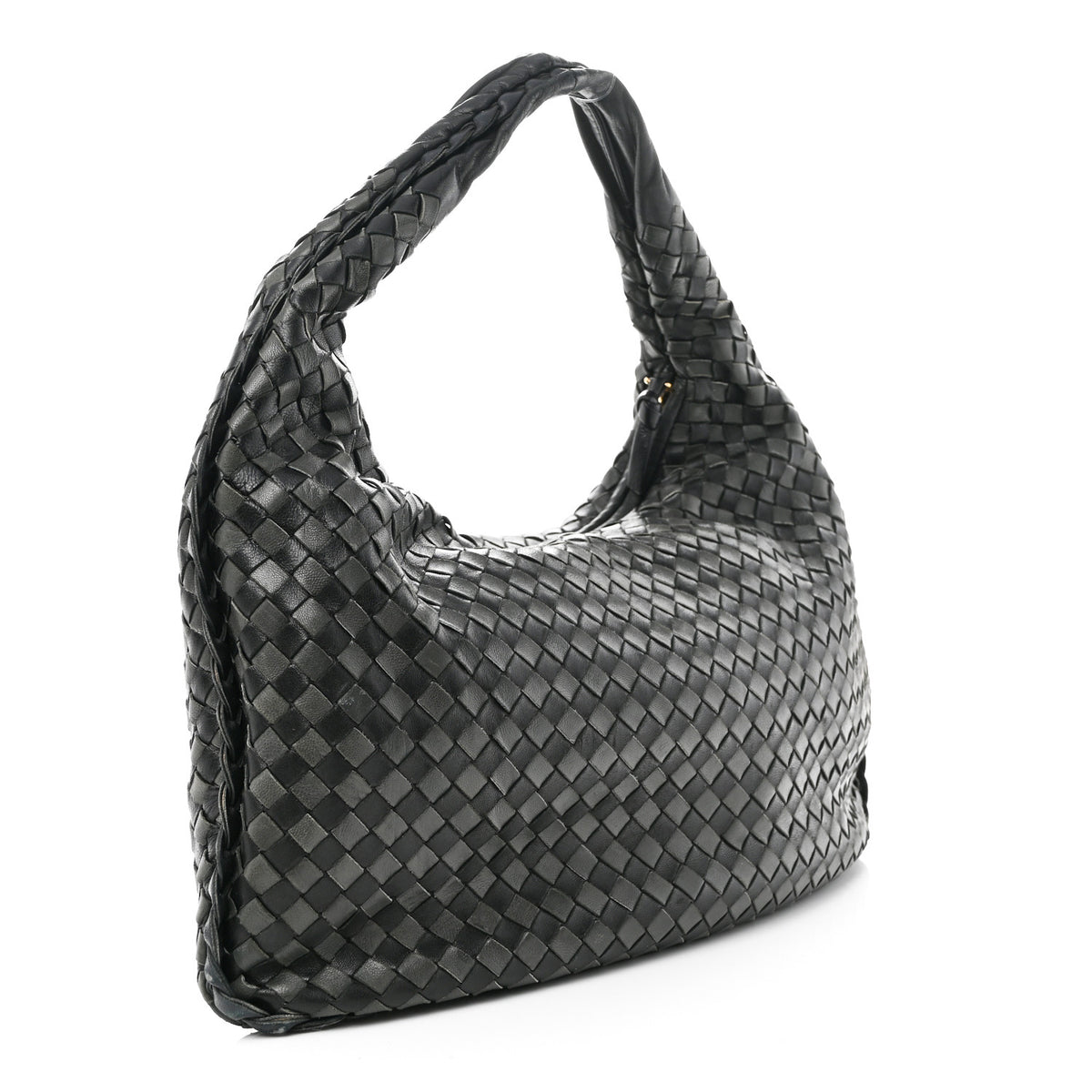 Nappa Intrecciato Bi-Color Medium Veneta Hobo Black Grey