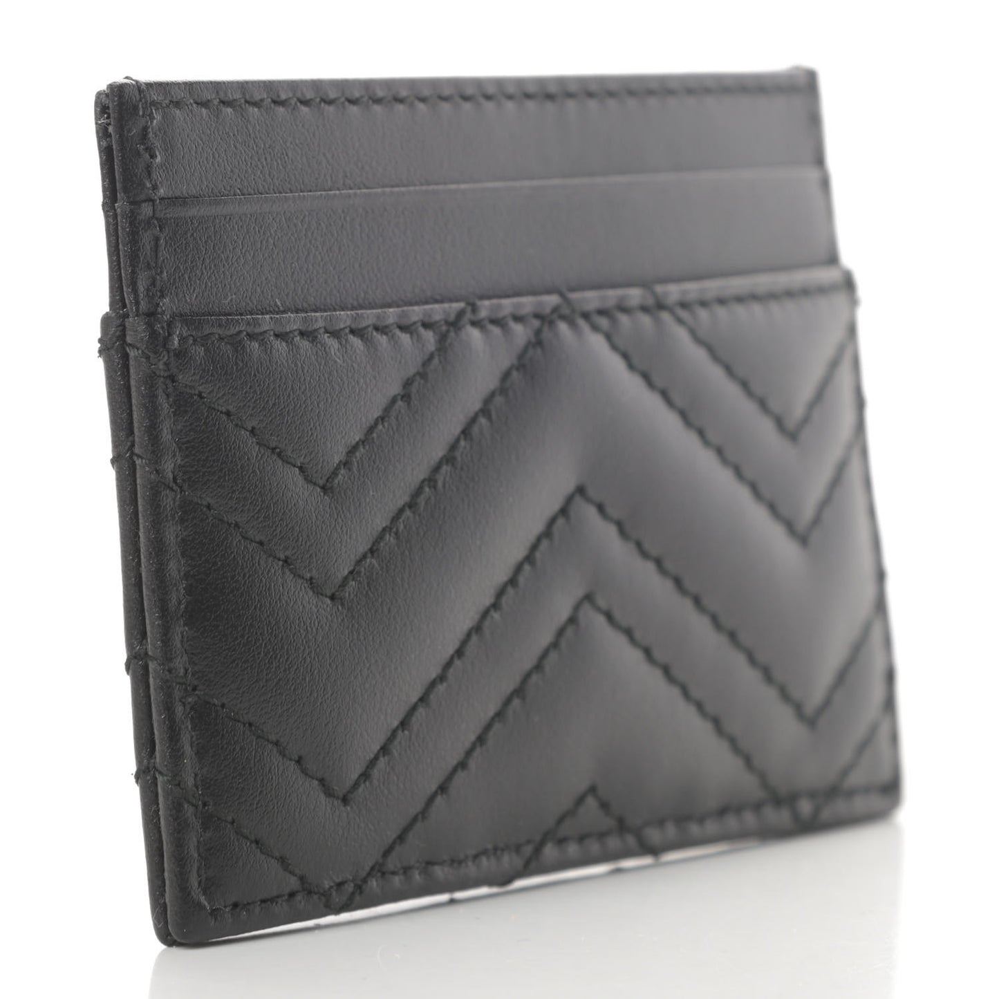 Calfskin Matelasse GG Marmont Card Holder Black