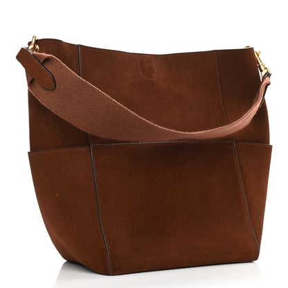 Celine Suede Calfskin Sangle Bucket Bag Chestnut 3 of 10