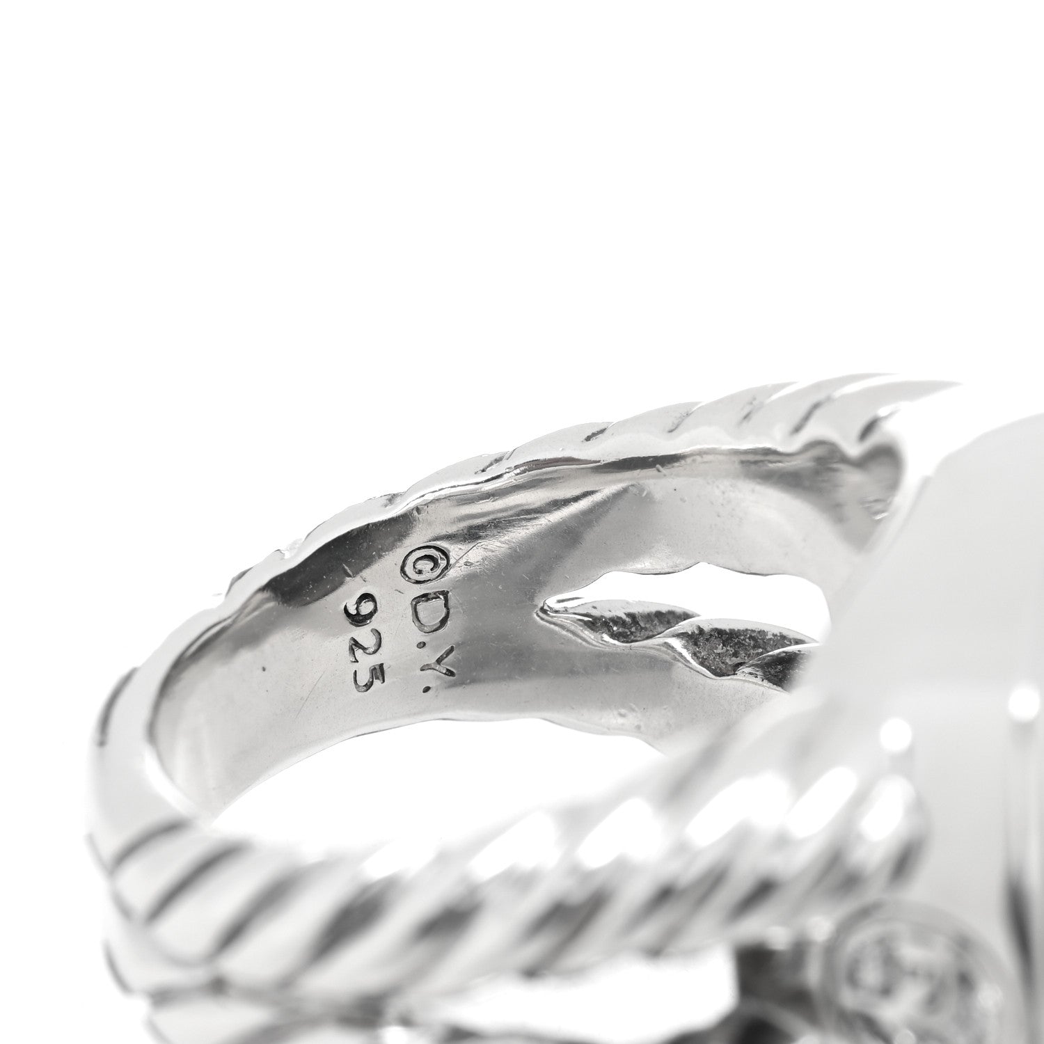 David Yurman Sterling Silver Diamond Black Orchid 14mm Albion Ring 52 6 3 of 4
