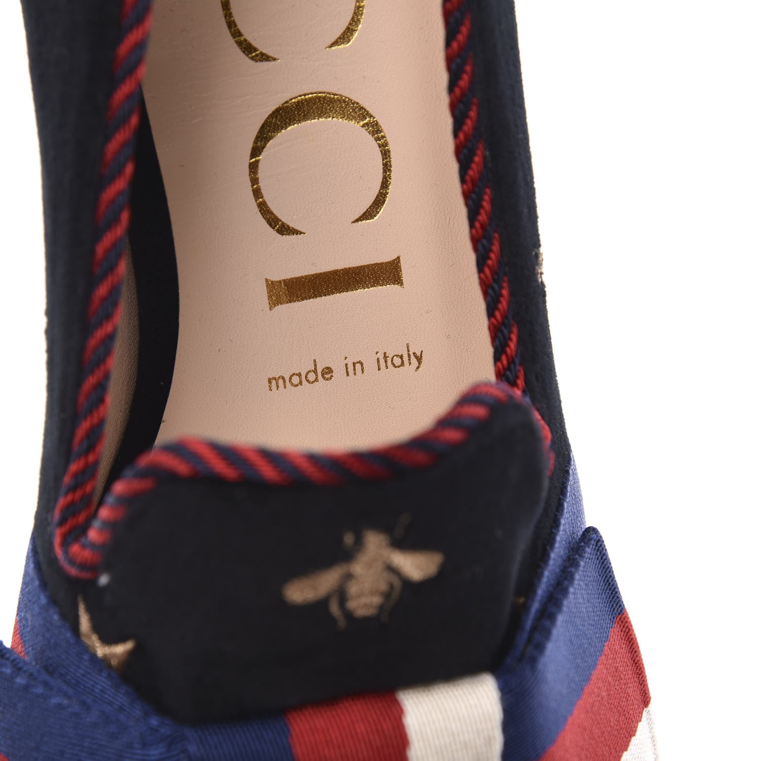 Gucci Velvet Bee Star Embroidered Sylvie Bow Loafers 37.5 Black 8 of 9
