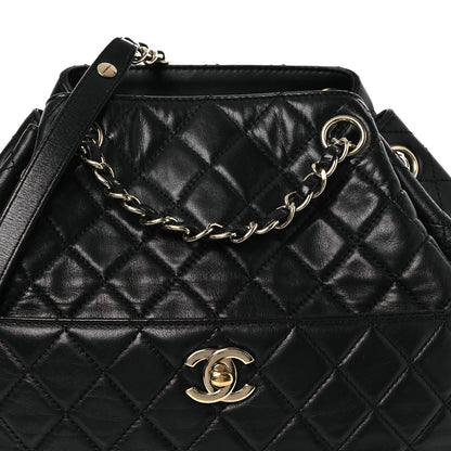 Chanel Lambskin Quilted Drawstring Bag Black 8 of 10