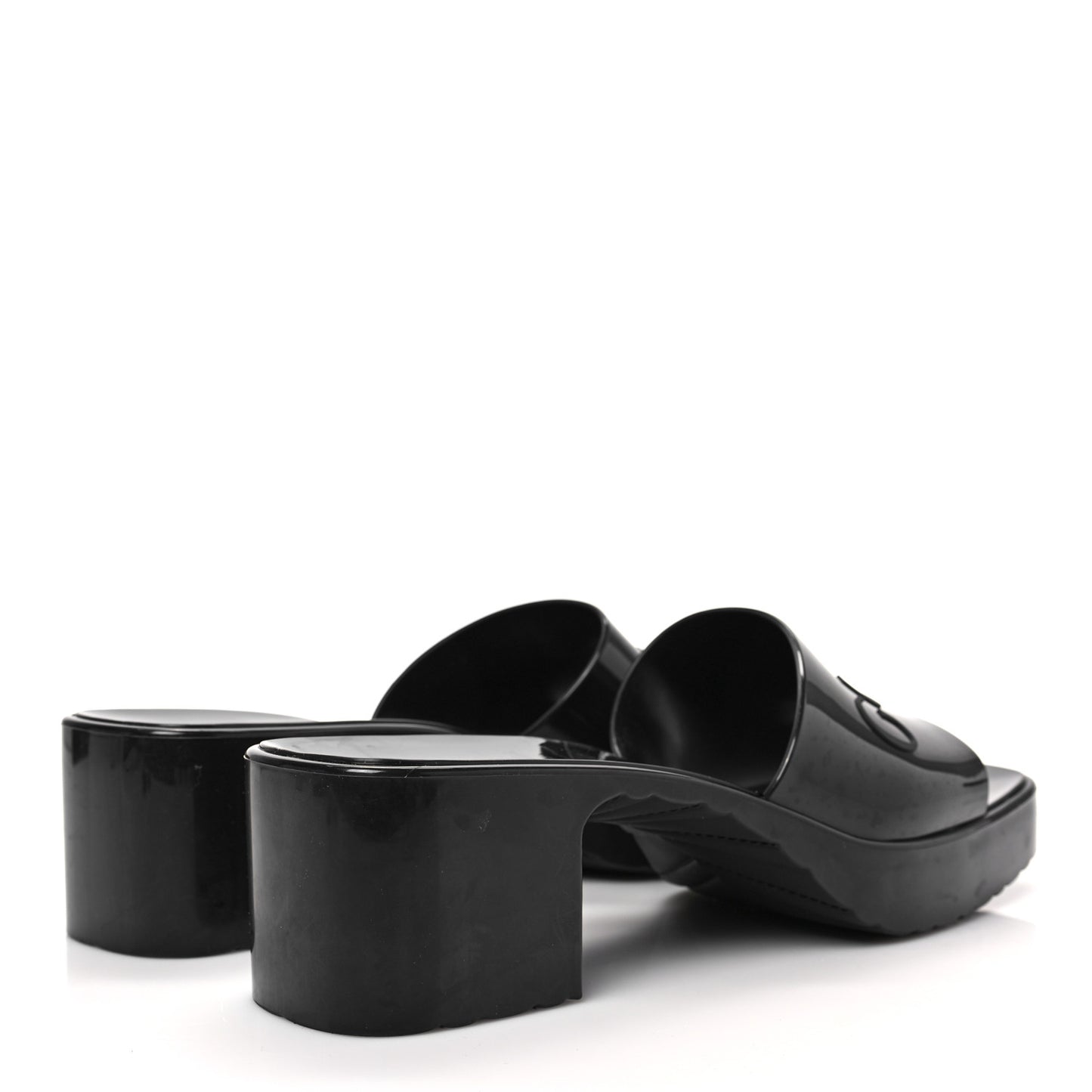 Rubber Gucci Logo Womens Platform 20/60mm Slide Sandals 41 Black