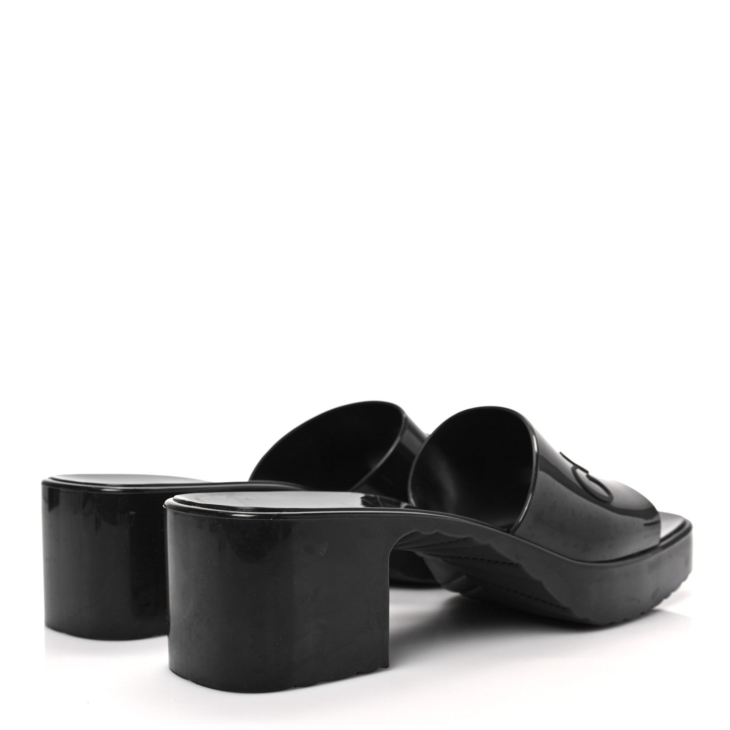 Gucci Rubber Gucci Logo Womens Platform 20/60mm Slide Sandals 41 Black 4 of 8