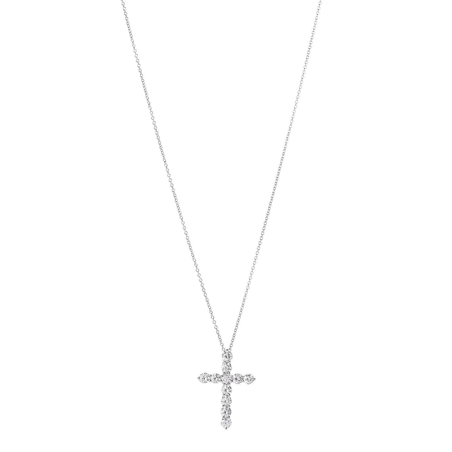 Platinum Diamond Large Cross Pendant Necklace