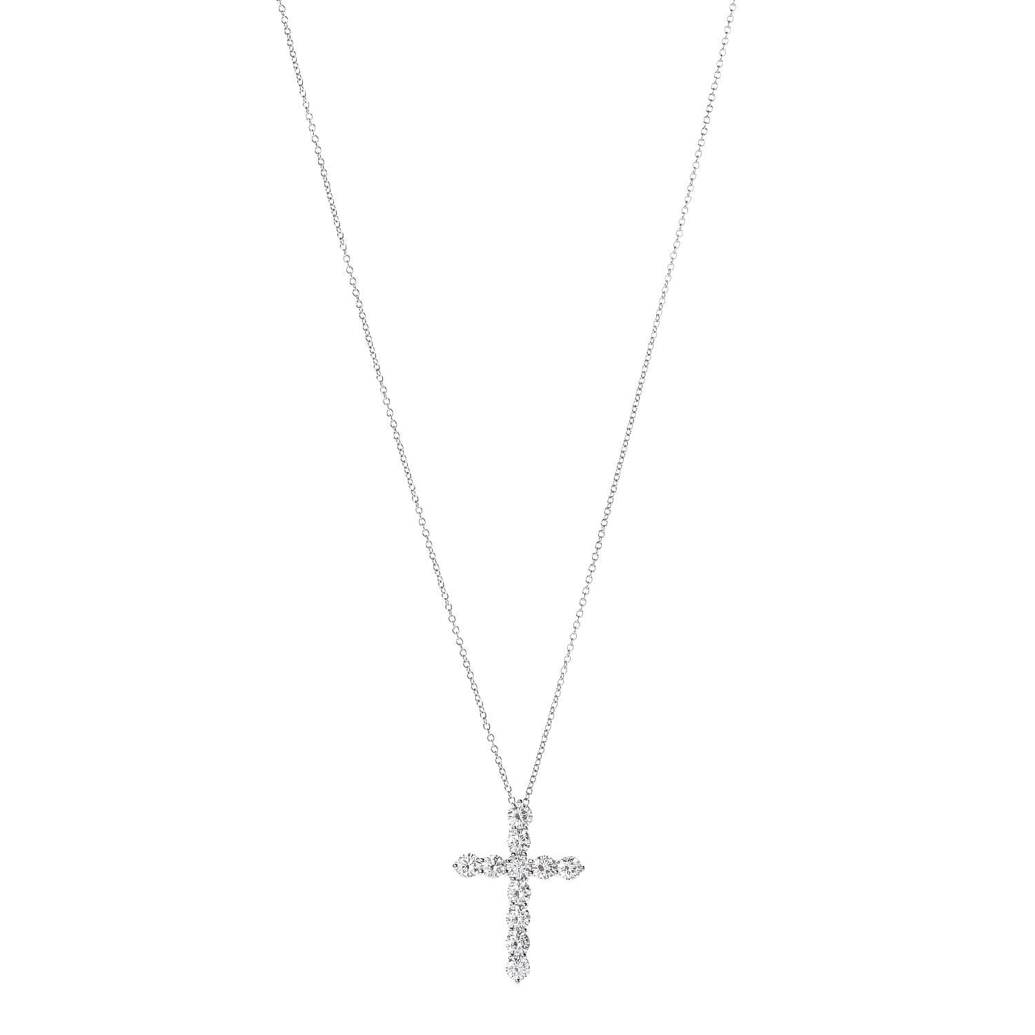 Tiffany Platinum Diamond Large Cross Pendant Necklace 1 of 6