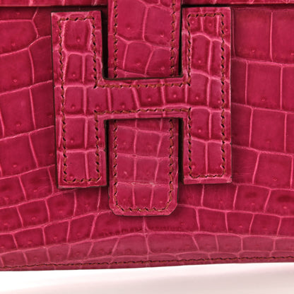 Hermes Shiny Niloticus Crocodile Jige Elan 29 Clutch Rose Scheherazade 9 of 10