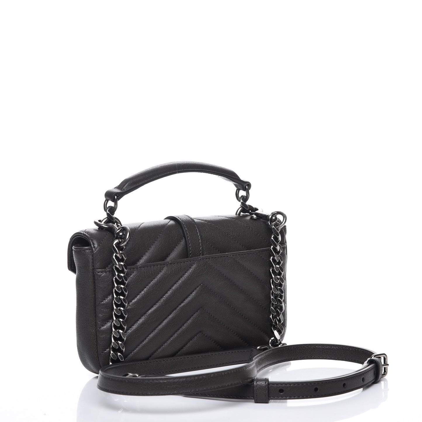 Sheepskin Matelasse Chevron Monogram College Chain Wallet Coal