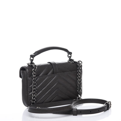 Saint Laurent Sheepskin Matelasse Chevron Monogram College Chain Wallet Coal 3 of 6