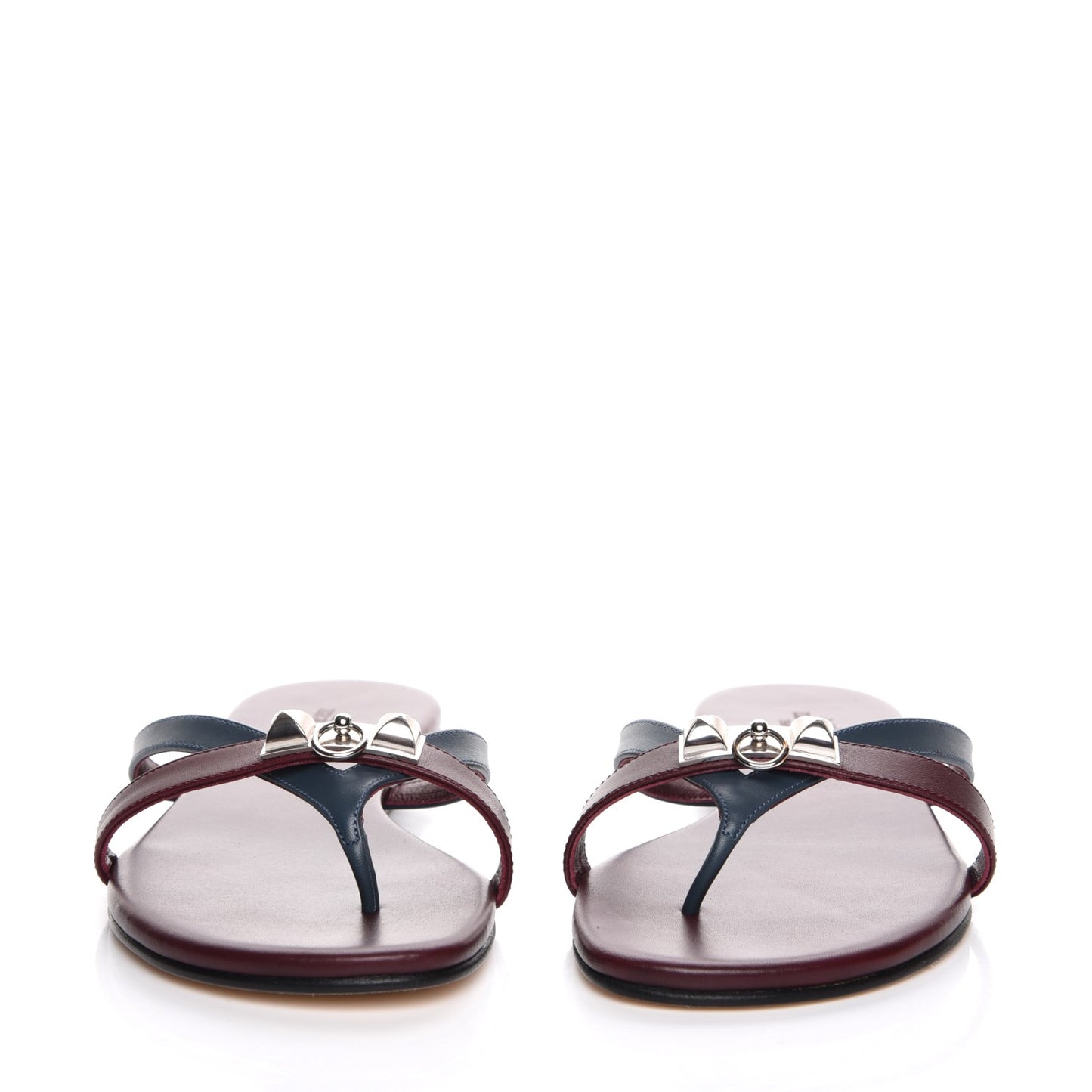 Nappa Calfskin Corfou Sandals 38 Bleu Ardoise Bordeaux