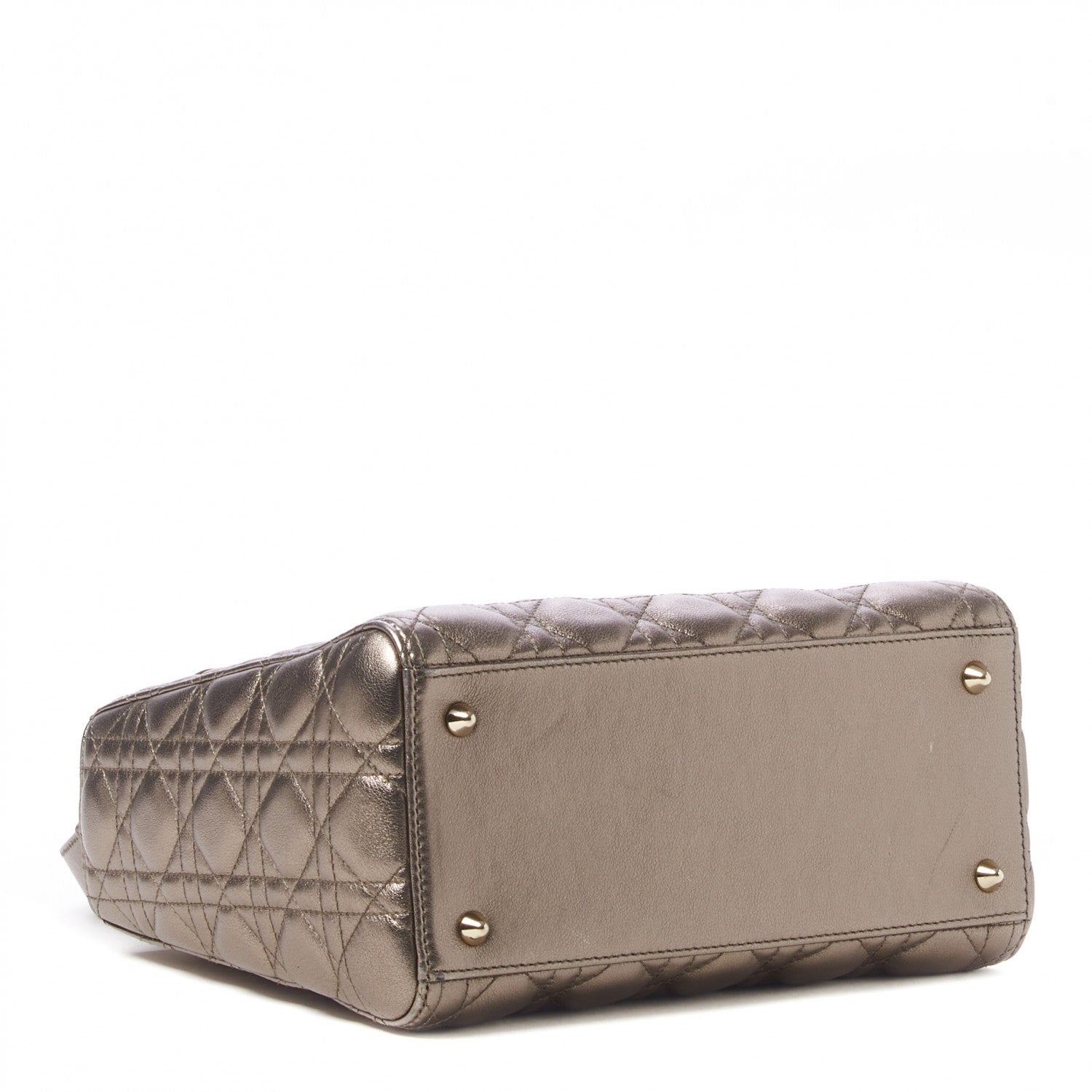 Christian Dior Metallic Calfskin Cannage Medium Lady Dior Gold 3 of 8