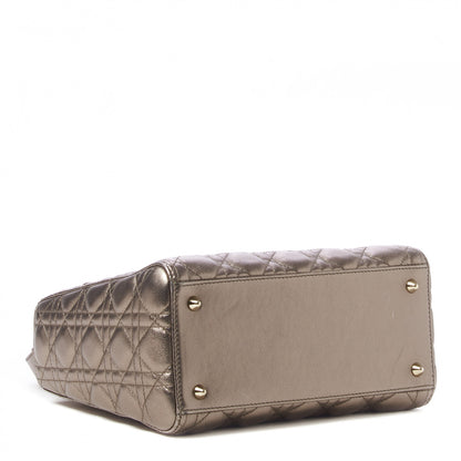 Christian Dior Metallic Calfskin Cannage Medium Lady Dior Gold 3 of 8