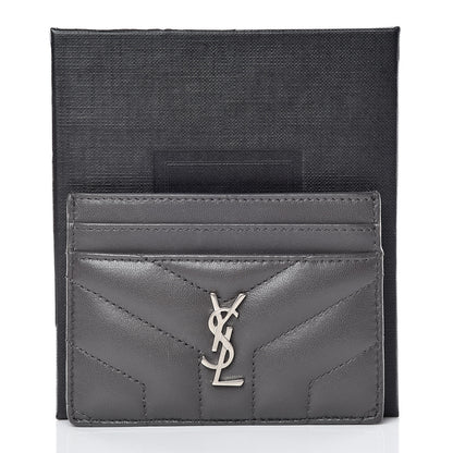 Saint Laurent Calfskin Y Quilted Monogram LouLou Credit Card Case Asphalt 11 of 11