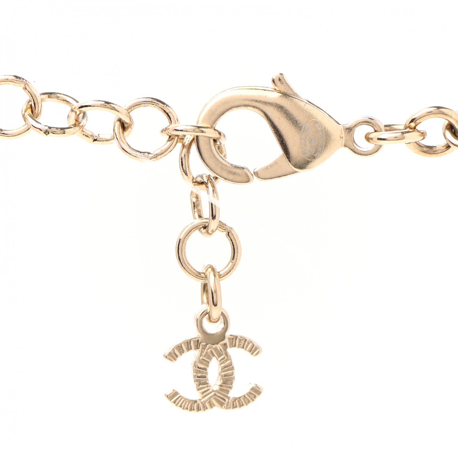 Chanel Calfskin Pearl Metal CC Bow Necklace Gold White Black 5 of 6