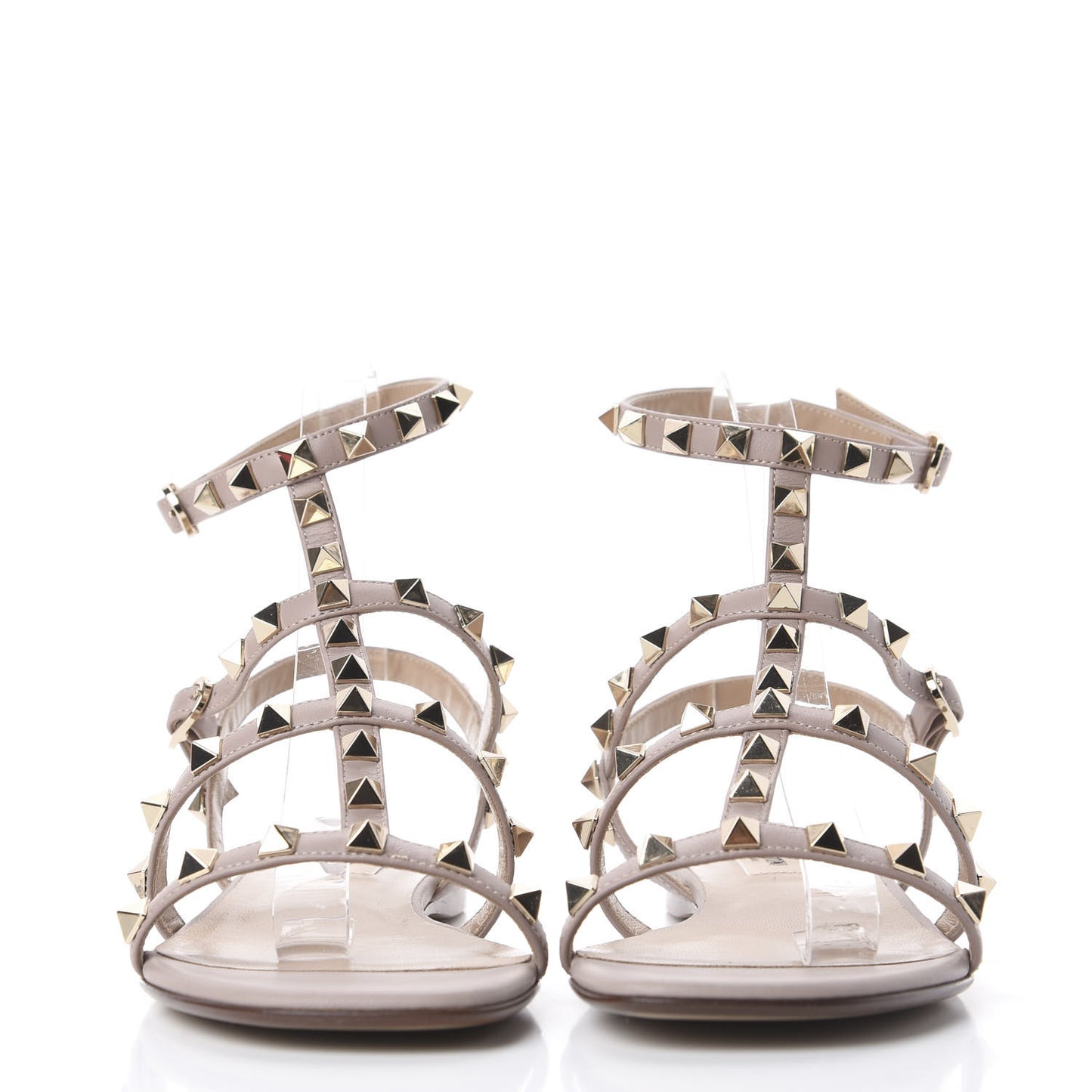 Nappa Rockstud Gladiator Flat Sandals 36.5 Poudre