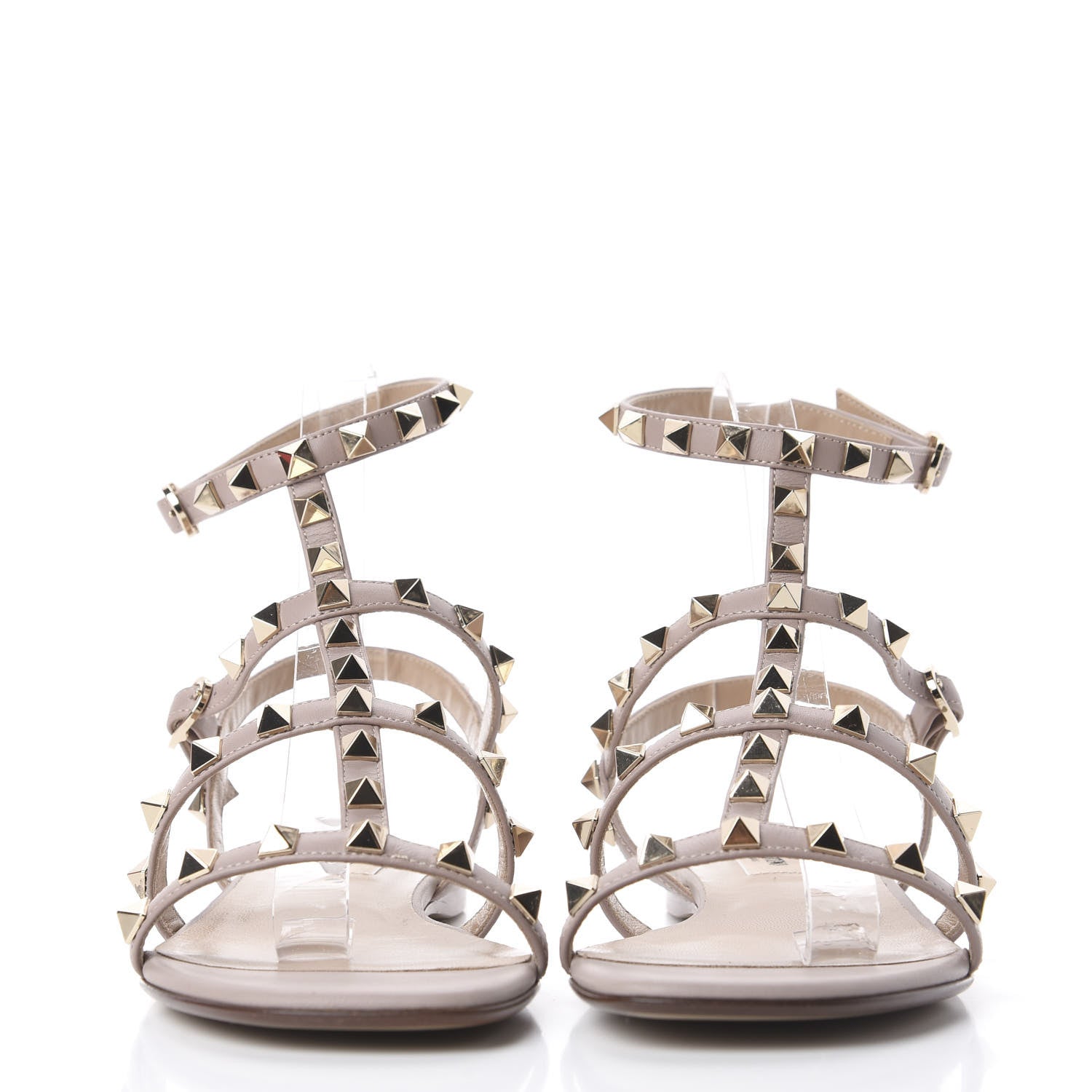 Valentino Garavani Nappa Rockstud Gladiator Flat Sandals 36.5 Poudre 3 of 10