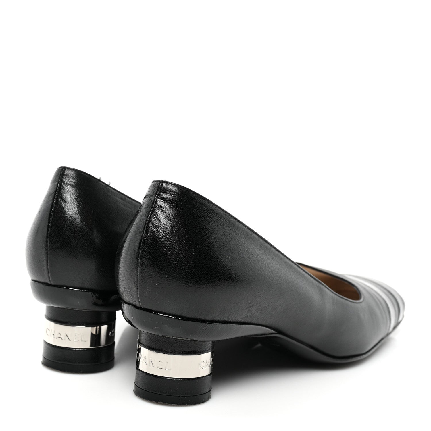 Chanel Lambskin Patent Pumps 38.5 Black 4 of 10