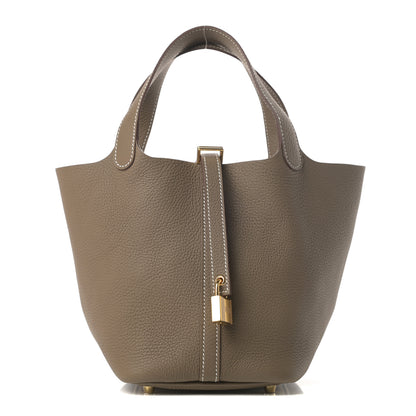 Hermes Taurillon Clemence Picotin Lock 18 PM Etoupe 1 of 11