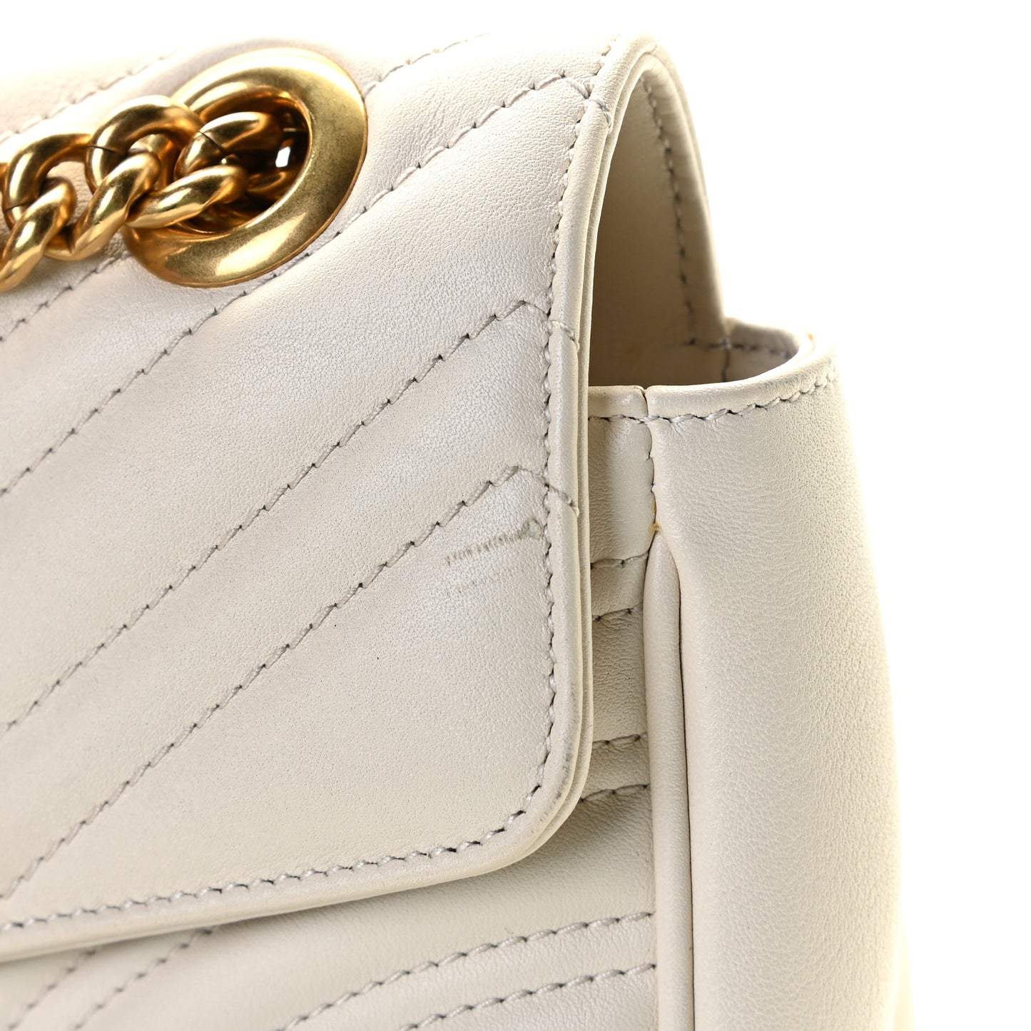Calfskin Matelasse Small GG Marmont Shoulder Bag White