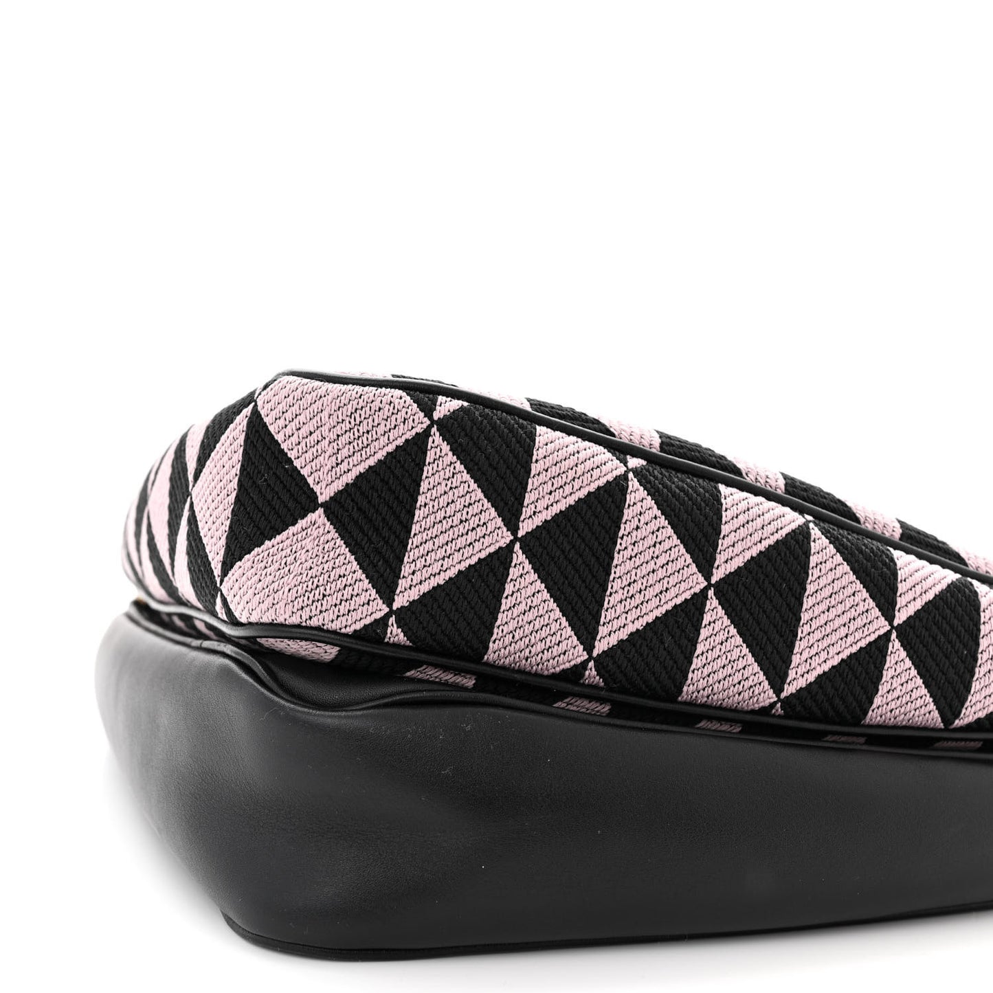 Jacquard Calfskin Triangolo Symbole Embroidered Mini Triangle Double Bag Black Alabastro