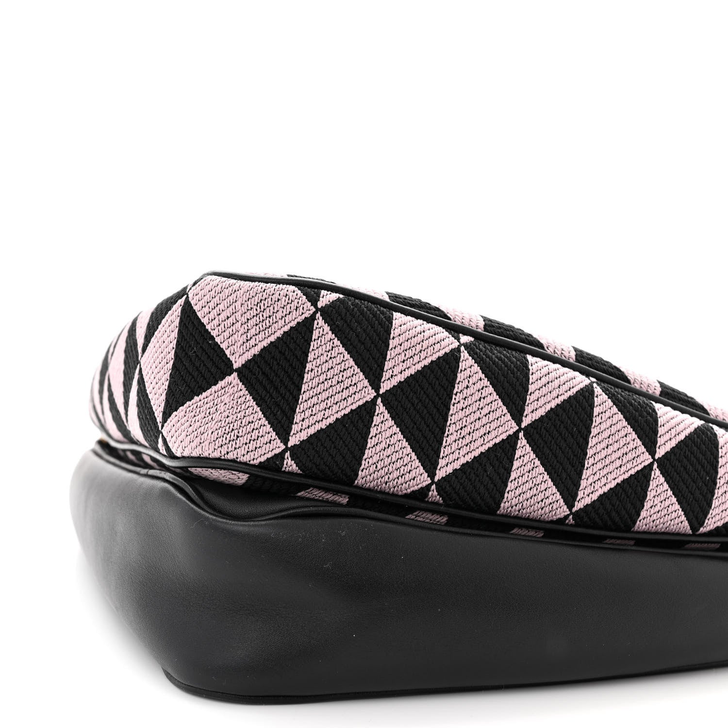 Prada Jacquard Calfskin Triangolo Symbole Embroidered Mini Triangle Double Bag Black Alabastro 11 of 12