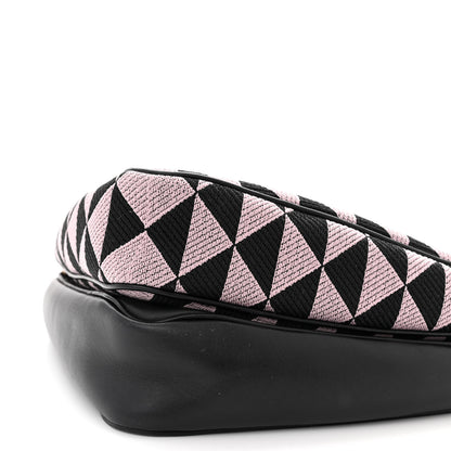 Prada Jacquard Calfskin Triangolo Symbole Embroidered Mini Triangle Double Bag Black Alabastro 11 of 12
