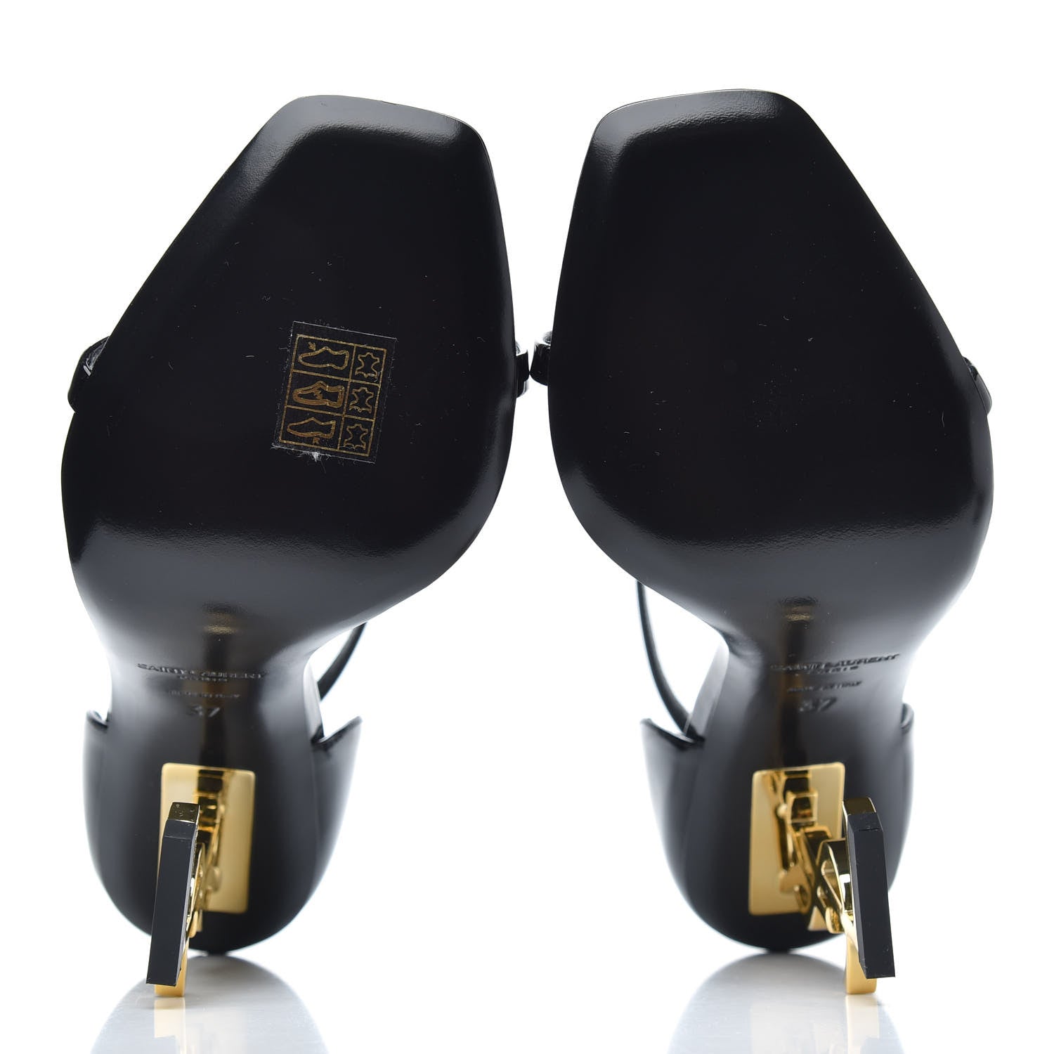 Saint Laurent Patent Calfskin Opyum 110 Sandals 37 Black Gold 5 of 8