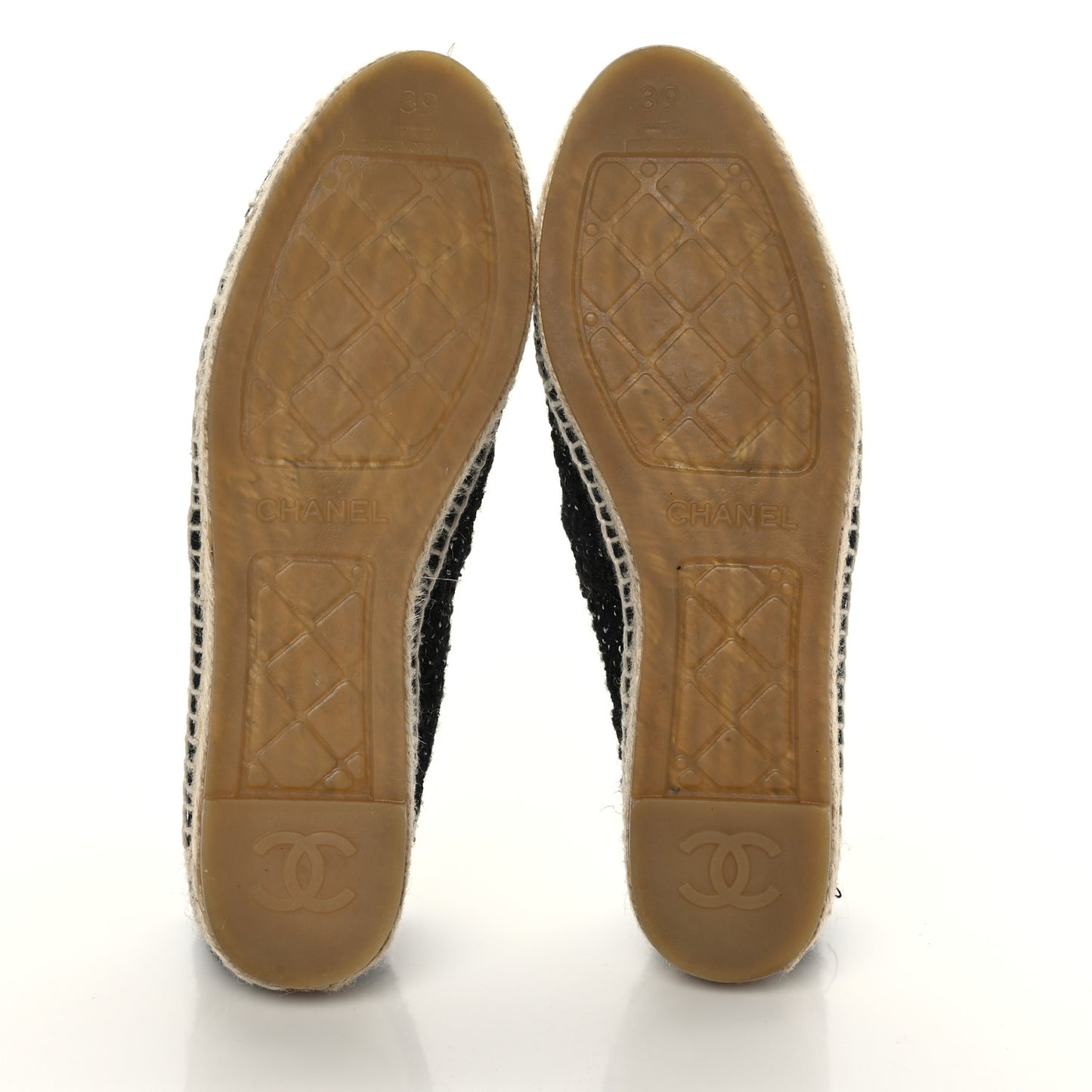 Metallic Lambskin Tweed CC Espadrilles 39 Black Silver