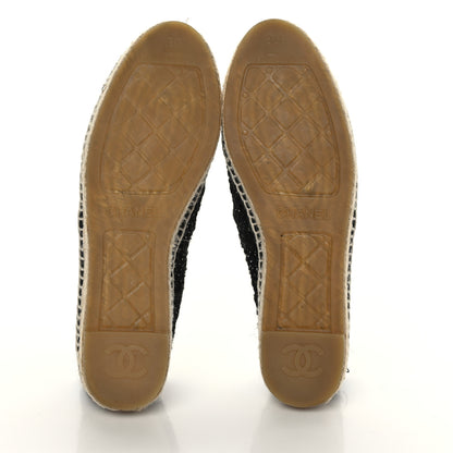 Chanel Metallic Lambskin Tweed CC Espadrilles 39 Black Silver 5 of 8