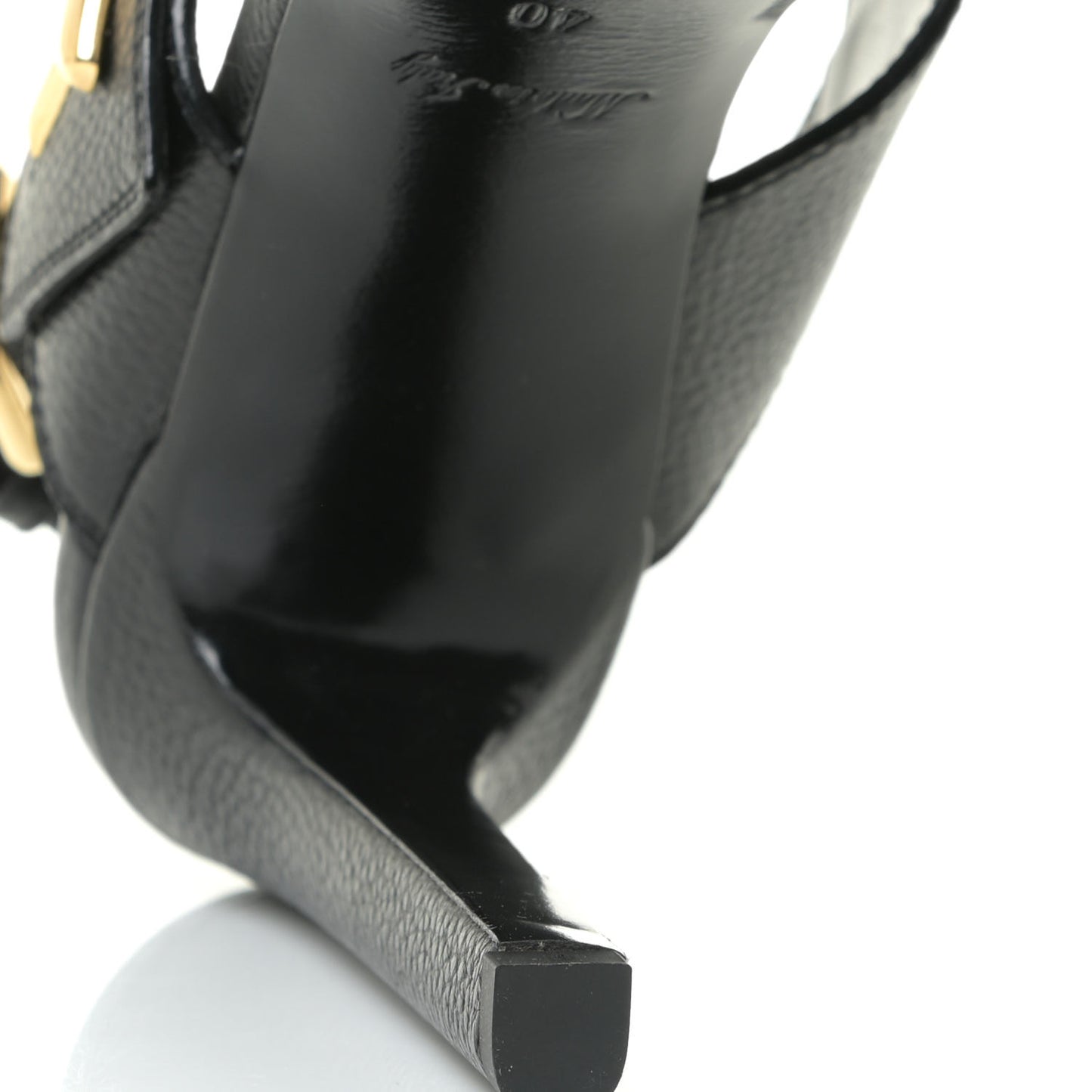 Grained Calfskin Horizon Platform Sandals 40 Black