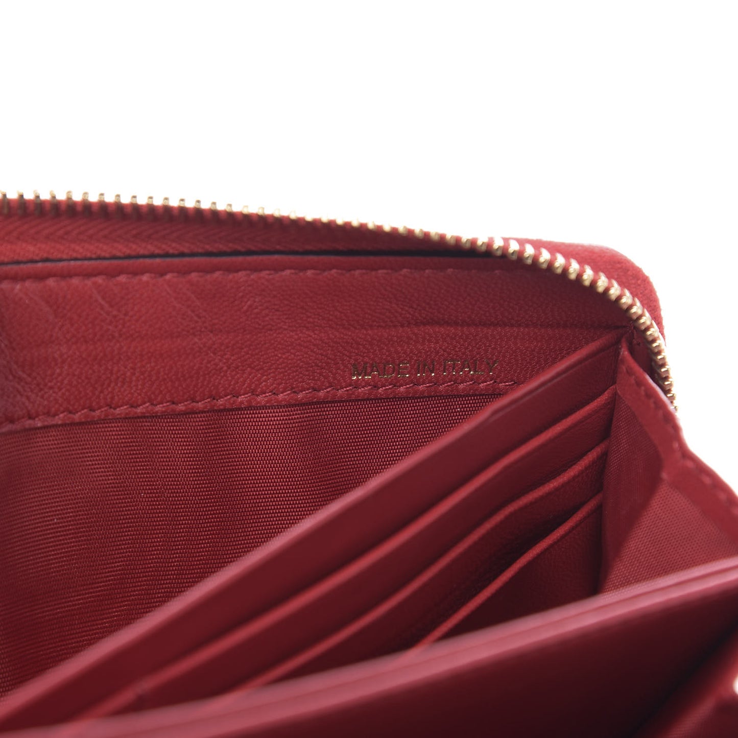 Lambskin Rockstud Spike Zip Around Wallet Red