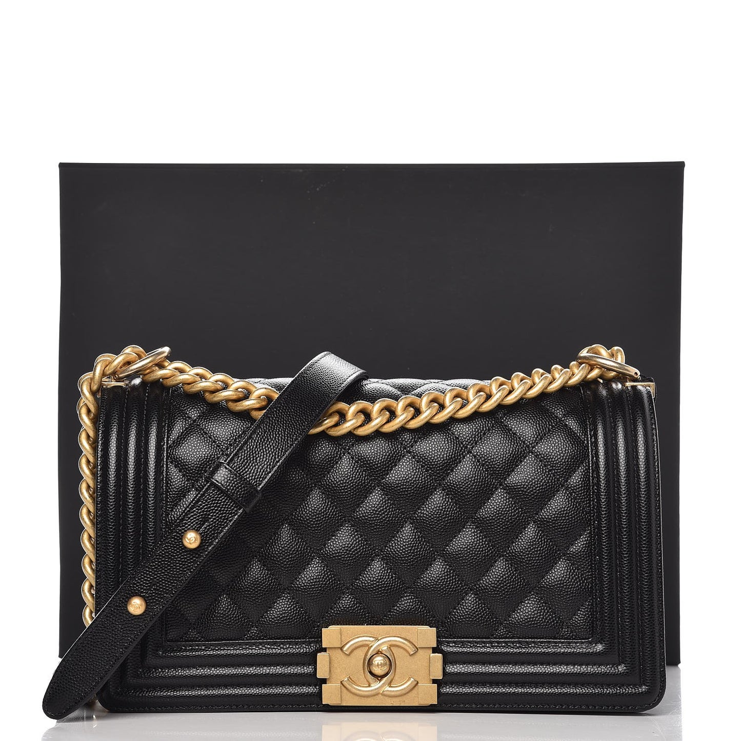 Caviar Quilted Medium Boy Flap Black