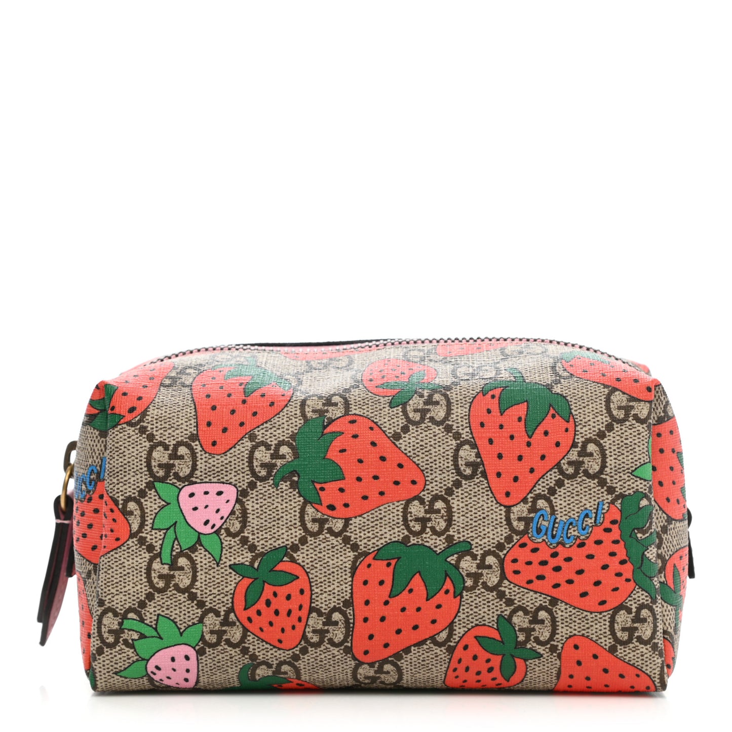 GG Supreme Monogram Strawberry Cosmetic Case