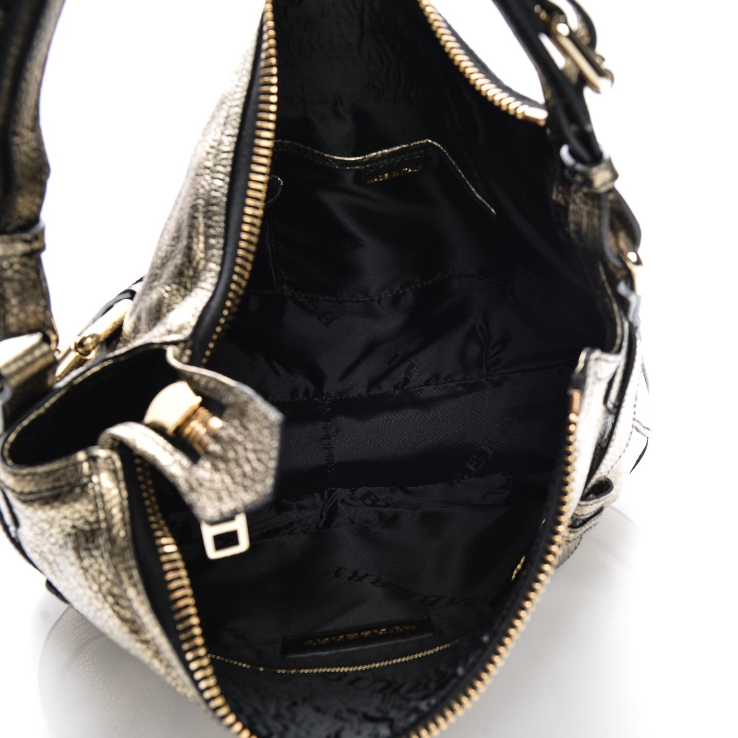 Metallic Grained Calfskin Medium Hobo Gold