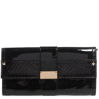 Jimmy Choo Patent Snake Embossed Ubai Clutch Black 1 of 8