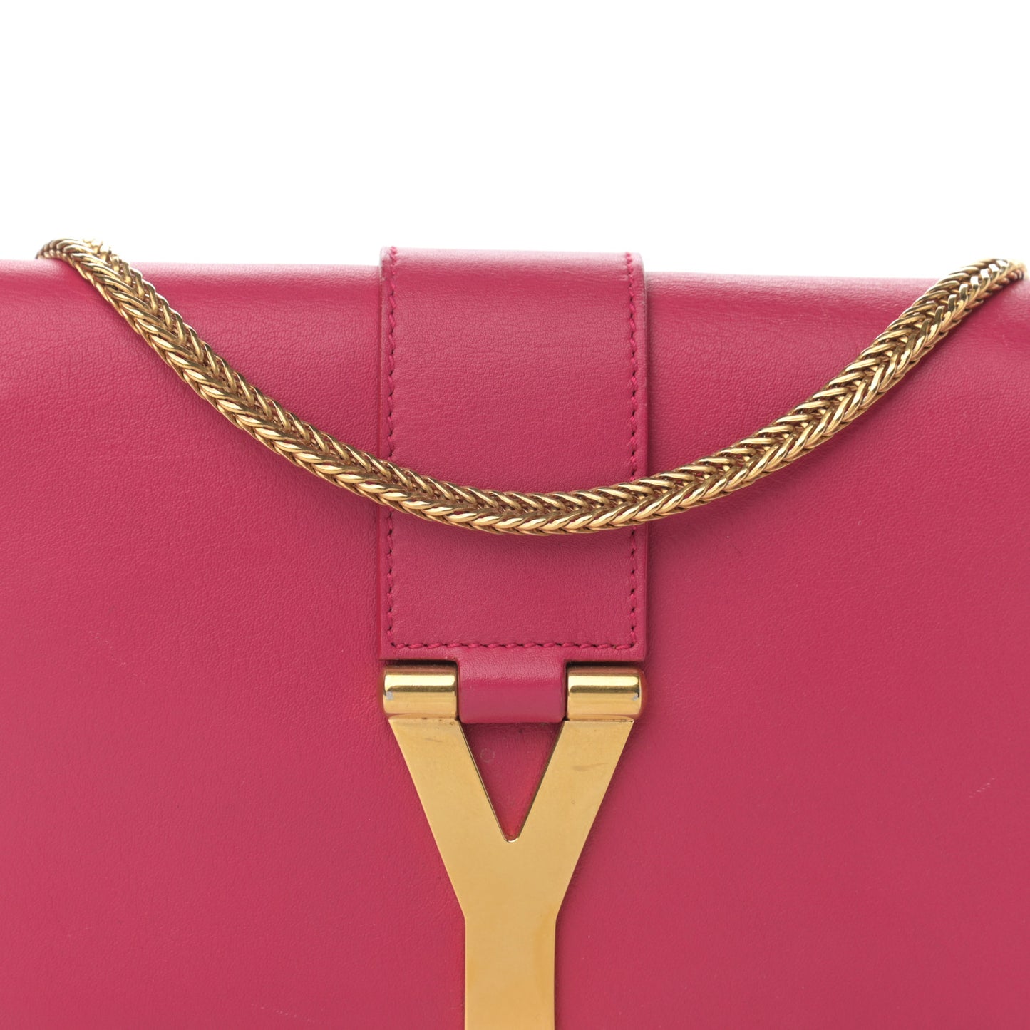 Calfskin Small Classic Y Satchel Bag Fuchsia