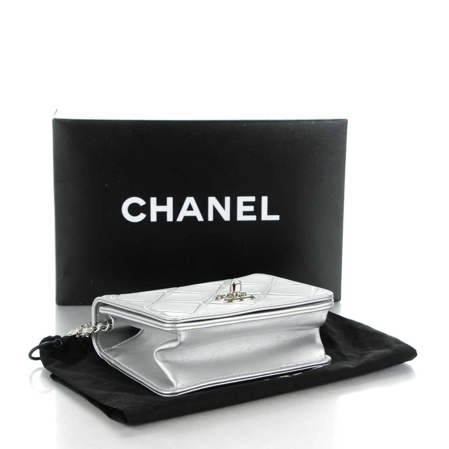 Metallic Calfskin Mini Propeller Flap Silver