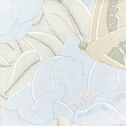Hermes Vintage Silk Ivresse Au Vent Scarf 70 Bleu Pale Vert Amande 2 of 4