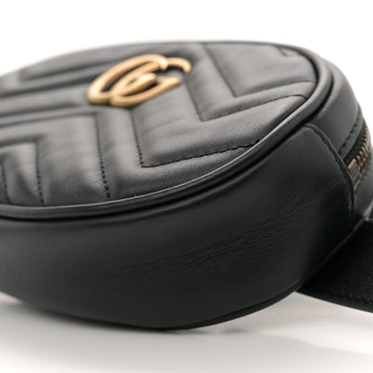 Gucci Calfskin Matelasse GG Marmont Belt Bag 85 34 Black 10 of 10
