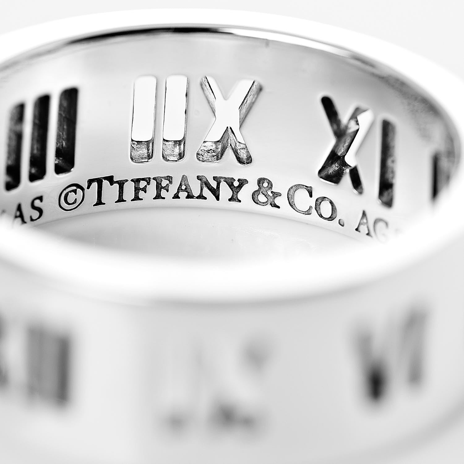 Tiffany Sterling Silver Wide Atlas Pierced Ring 58 8.25 4 of 5
