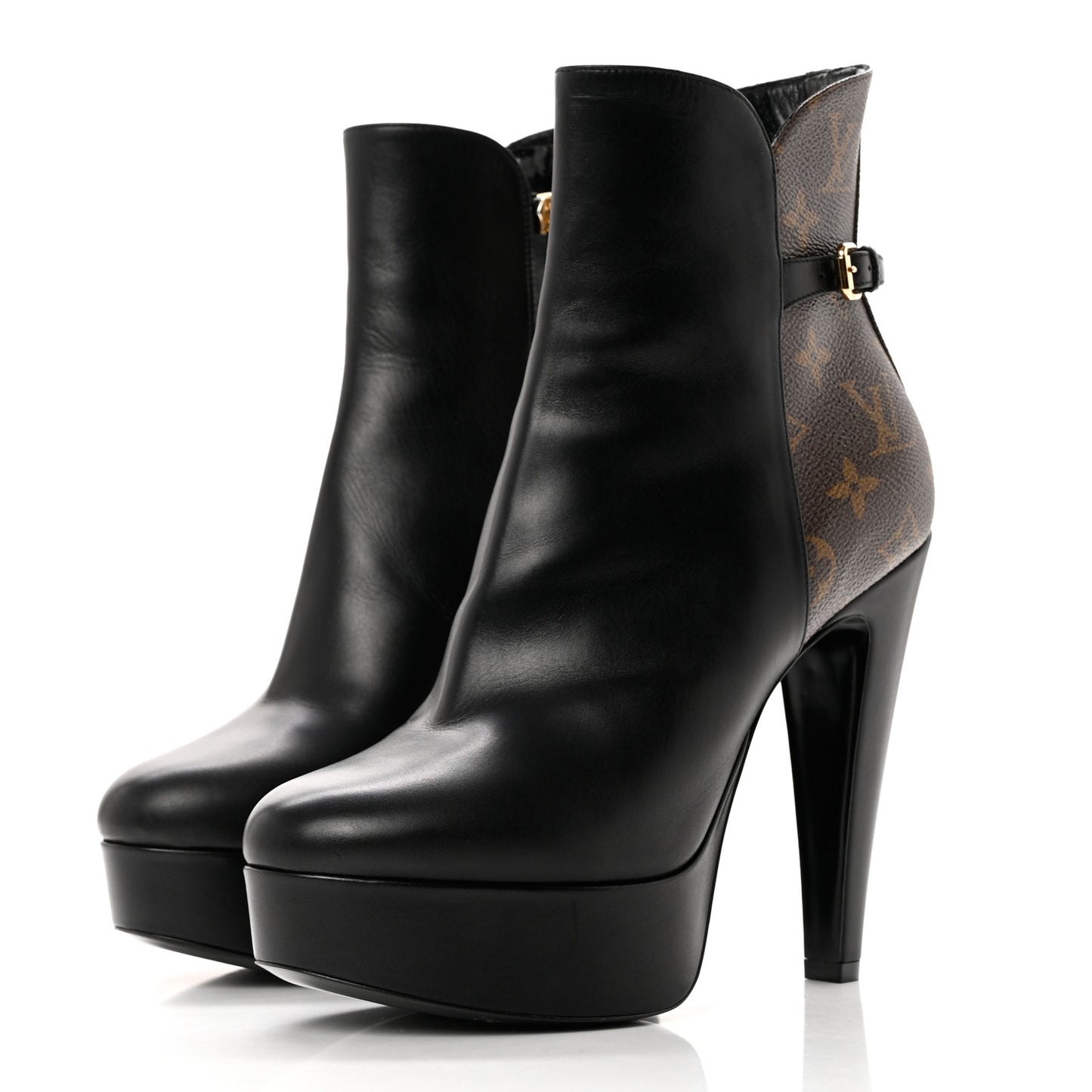 Calfskin Monogram Afterglow Platform Ankle Boots 39 Black