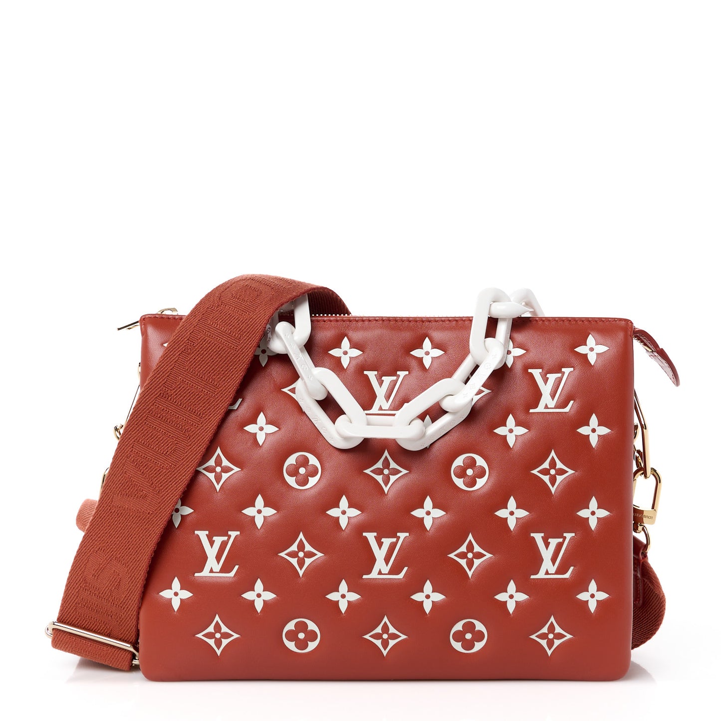 Lambskin Embossed Monogram Coussin PM Terracotta Brown